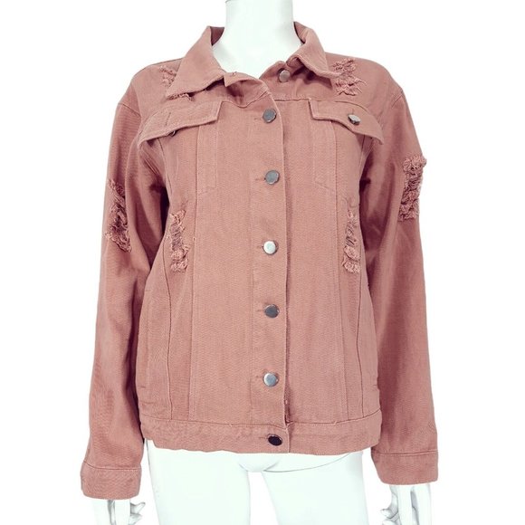 Boohoo Jackets & Blazers - Boohoo Blush Long Sleeve Jacket UK 10 Button Pockets Cotton Blend